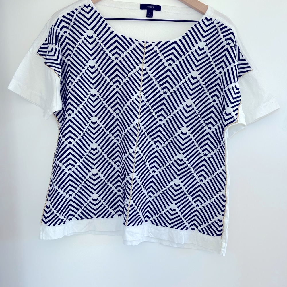 J Crew Embroidered Nautical TShirt, L